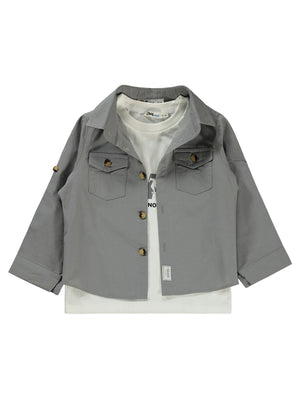 Civil Boys Kapak Cepli Tişörtlü Gömlek 2-5 Yaş Gömlek - Gri