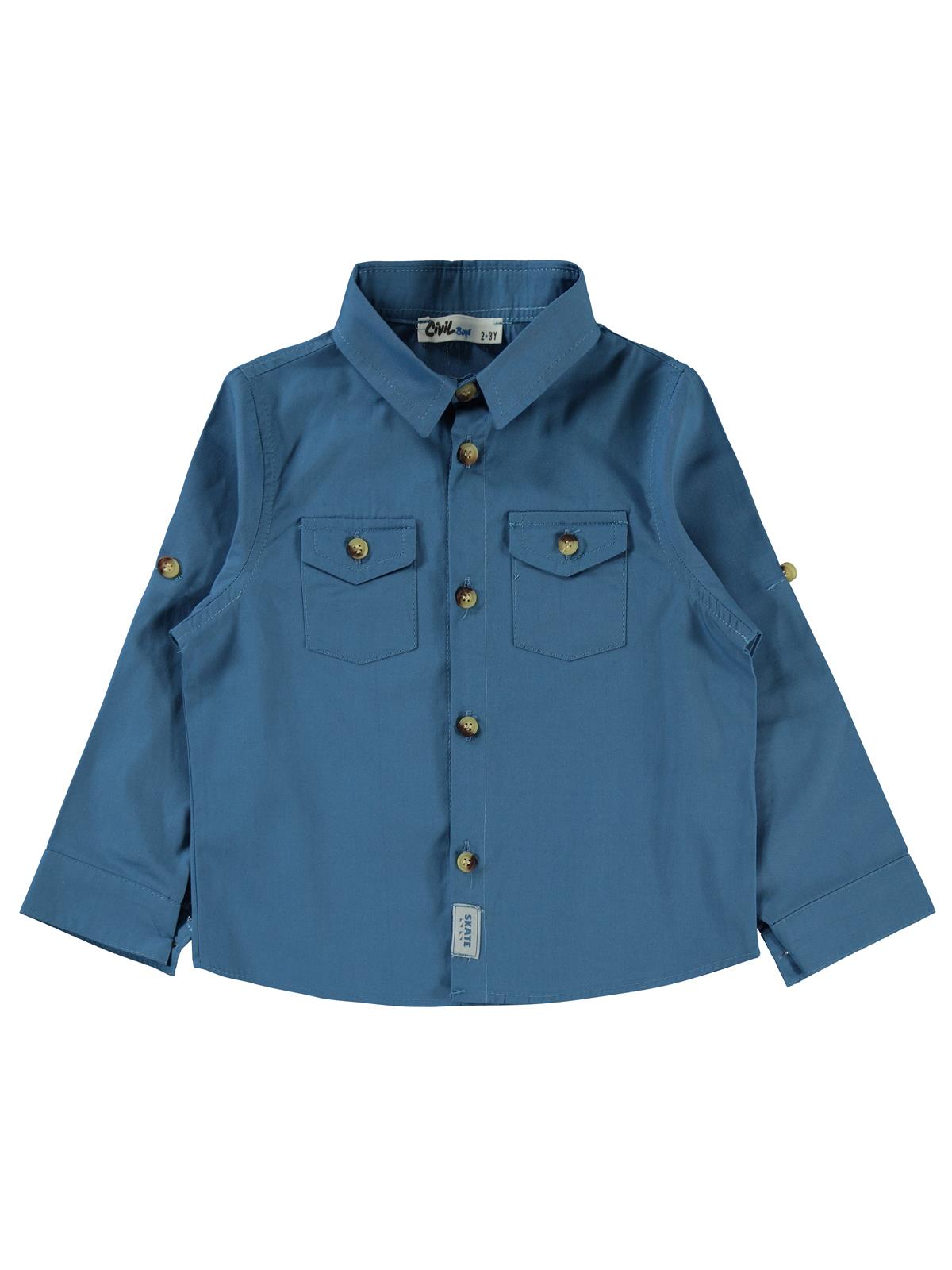 Civil Boys Kapak Cepli Tişörtlü Gömlek 2-5 Yaş Gömlek - Mavi