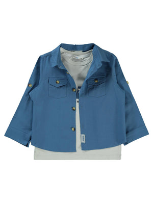 Civil Boys Kapak Cepli Tişörtlü Gömlek 2-5 Yaş Gömlek - Mavi