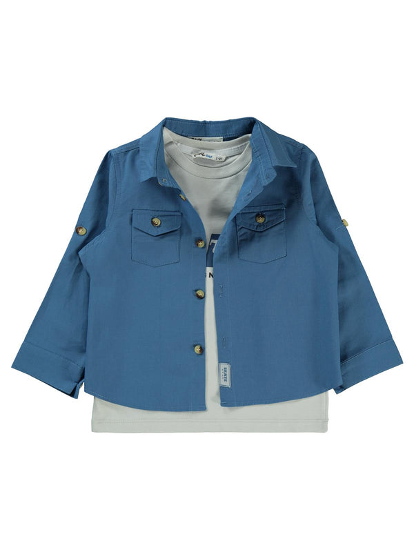 Civil Boys Kapak Cepli Tişörtlü Gömlek 2-5 Yaş Gömlek - Mavi