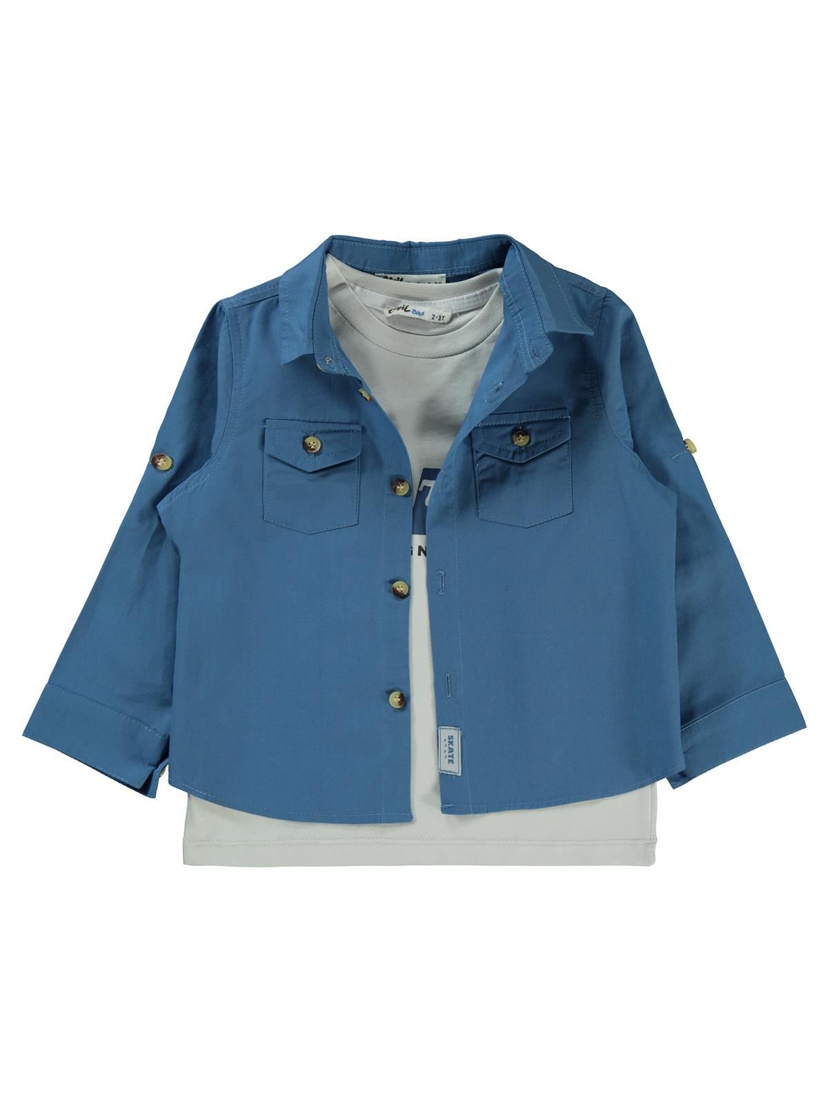 Civil Boys Kapak Cepli Tişörtlü Gömlek 2-5 Yaş Gömlek - Mavi