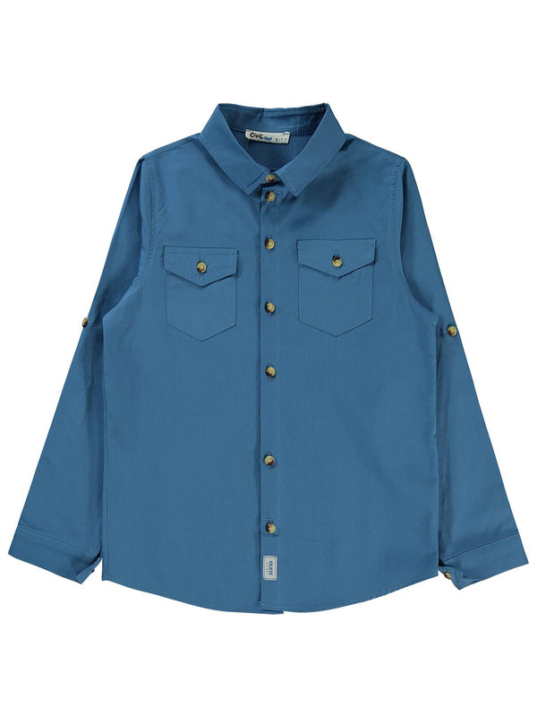 Civil Boys Kapak Cepli Tişörtlü Gömlek 10-13 Yaş Gömlek - Mavi