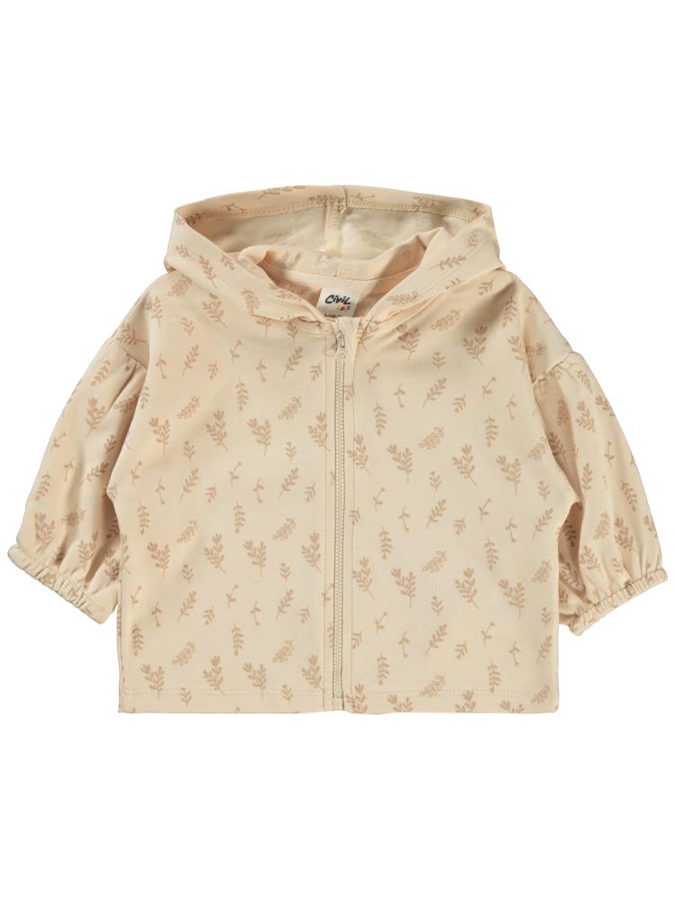 Civil Baby Kabartmalı Yaprak Empirme 6-18 Ay Hırka - Fil Dişi