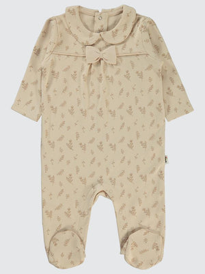 Civil Baby Kabartmalı Yaprak Empirme Patikli 1-6 Ay Tulum - Fil Dişi