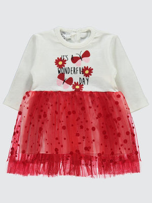 Welkin Simli Tüllü 6-18 Ay Elbise - Kırmızı