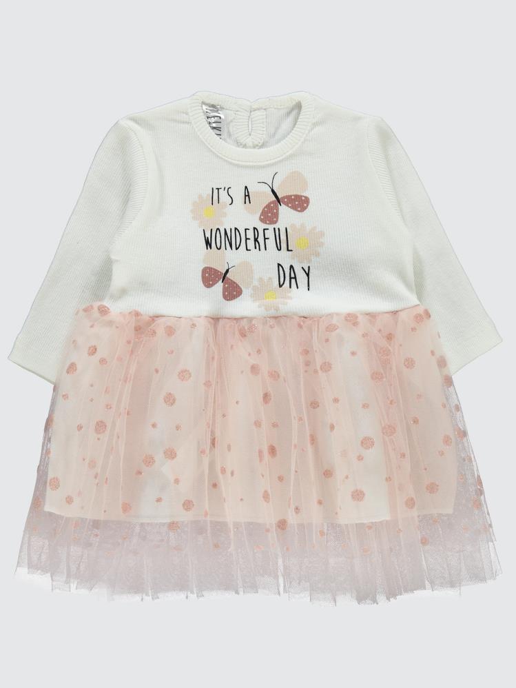 Welkin Simli Tüllü 6-18 Ay Elbise - Pembe