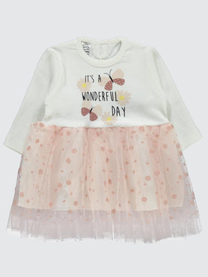 Welkin Simli Tüllü 6-18 Ay Elbise - Pembe