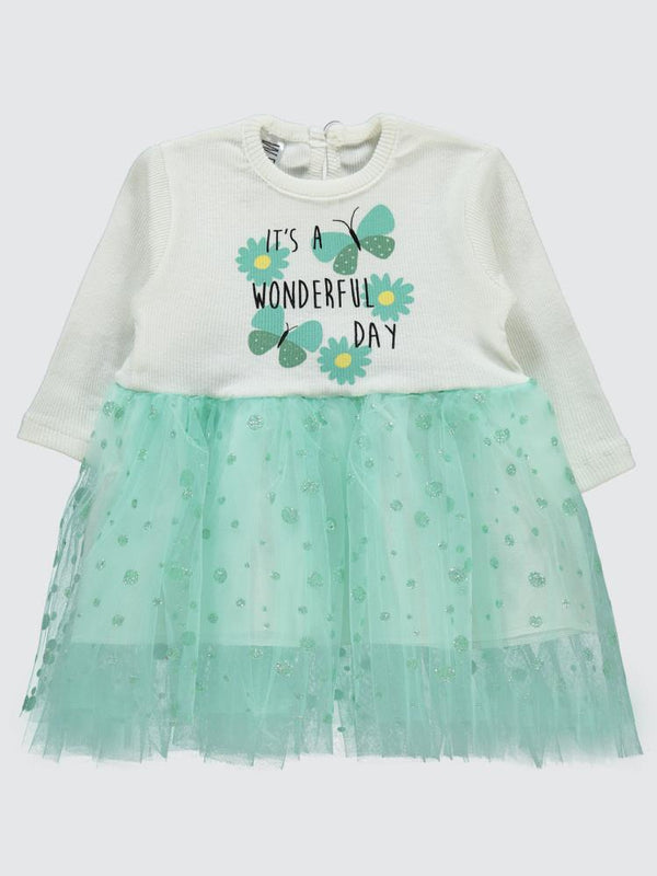 Welkin Simli Tüllü 6-18 Ay Elbise - Yeşil