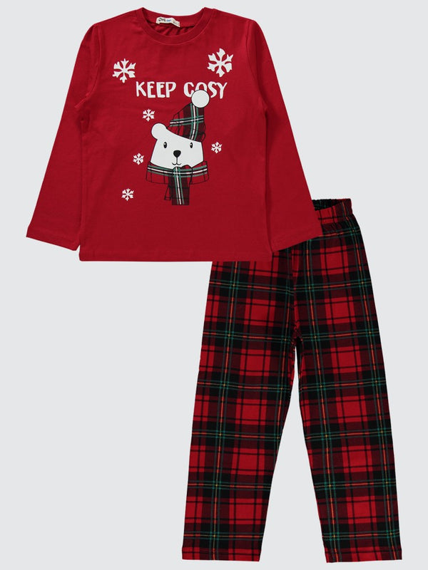 Civil Boys Keep Cosy Baskılı 6-9 Yaş Pijama Takımı - Kırmızı