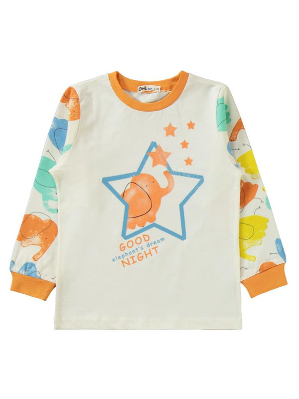 Civil Boys Good Nıght Baskılı 2-5 Yaş Pijama Takımı - Turuncu