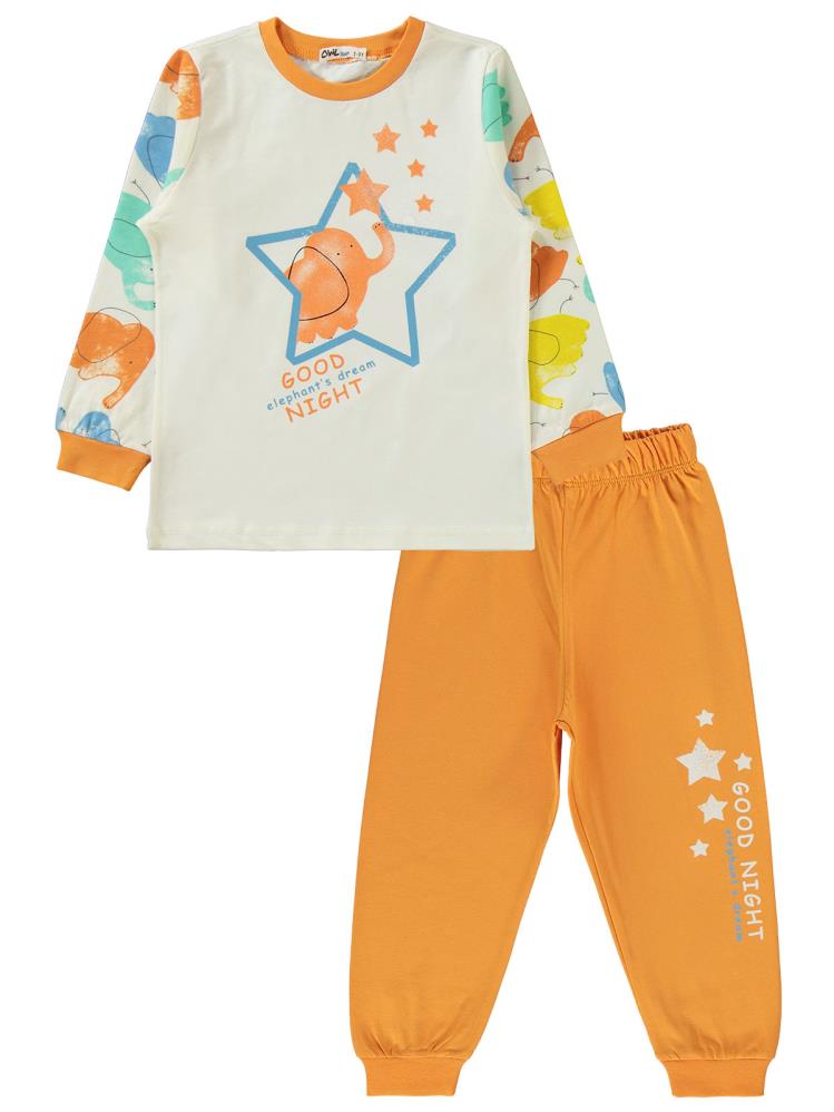 Civil Boys Good Nıght Baskılı 2-5 Yaş Pijama Takımı - Turuncu
