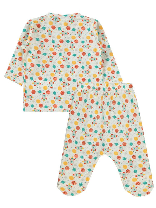 Civil Baby Uzay Araçları 1-6 Ay Pijama Takımı - Ekru