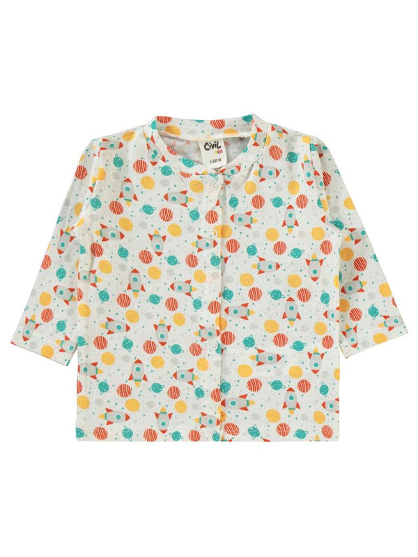 Civil Baby Uzay Araçları 1-6 Ay Pijama Takımı - Ekru