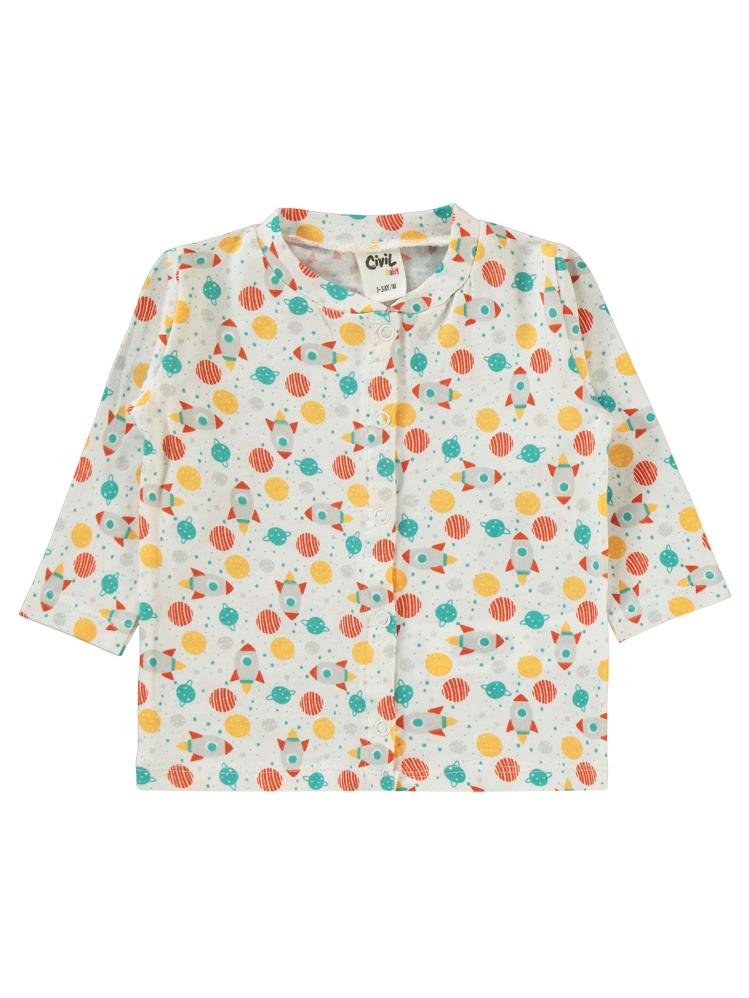 Civil Baby Uzay Araçları 1-6 Ay Pijama Takımı - Ekru