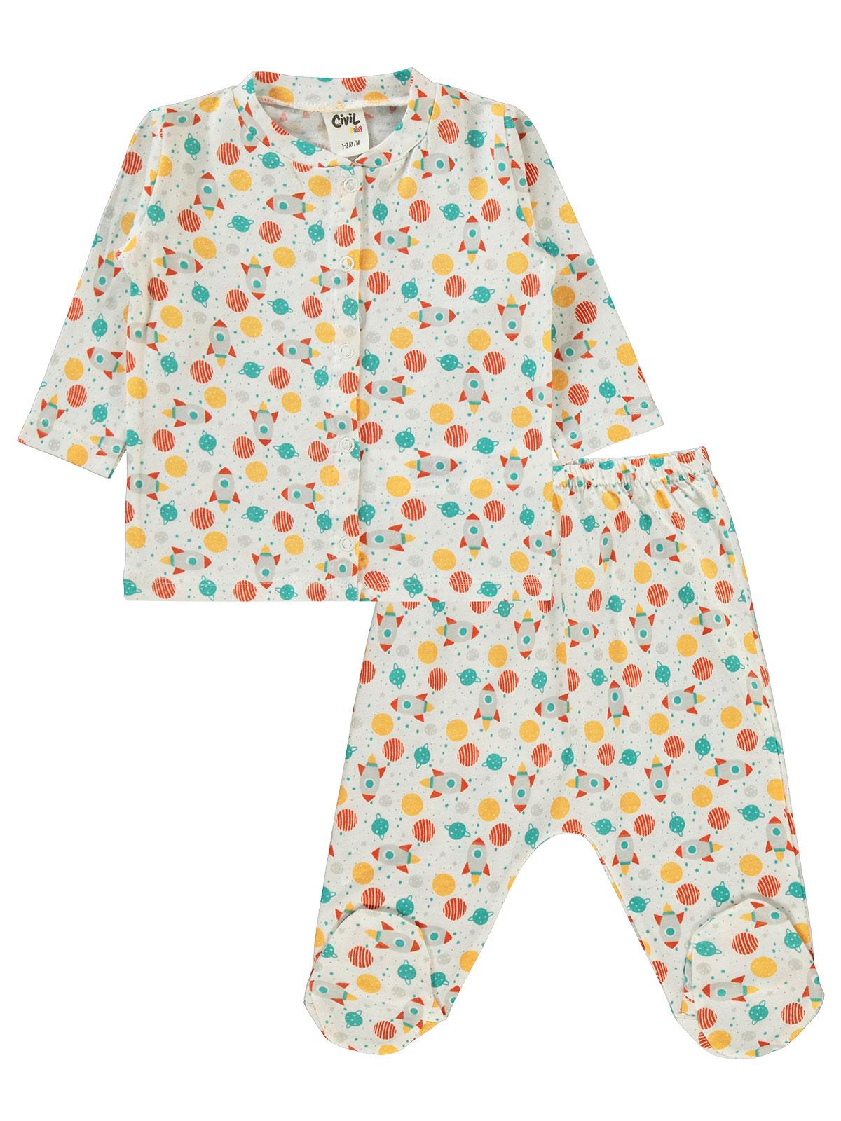 Civil Baby Uzay Araçları 1-6 Ay Pijama Takımı - Ekru