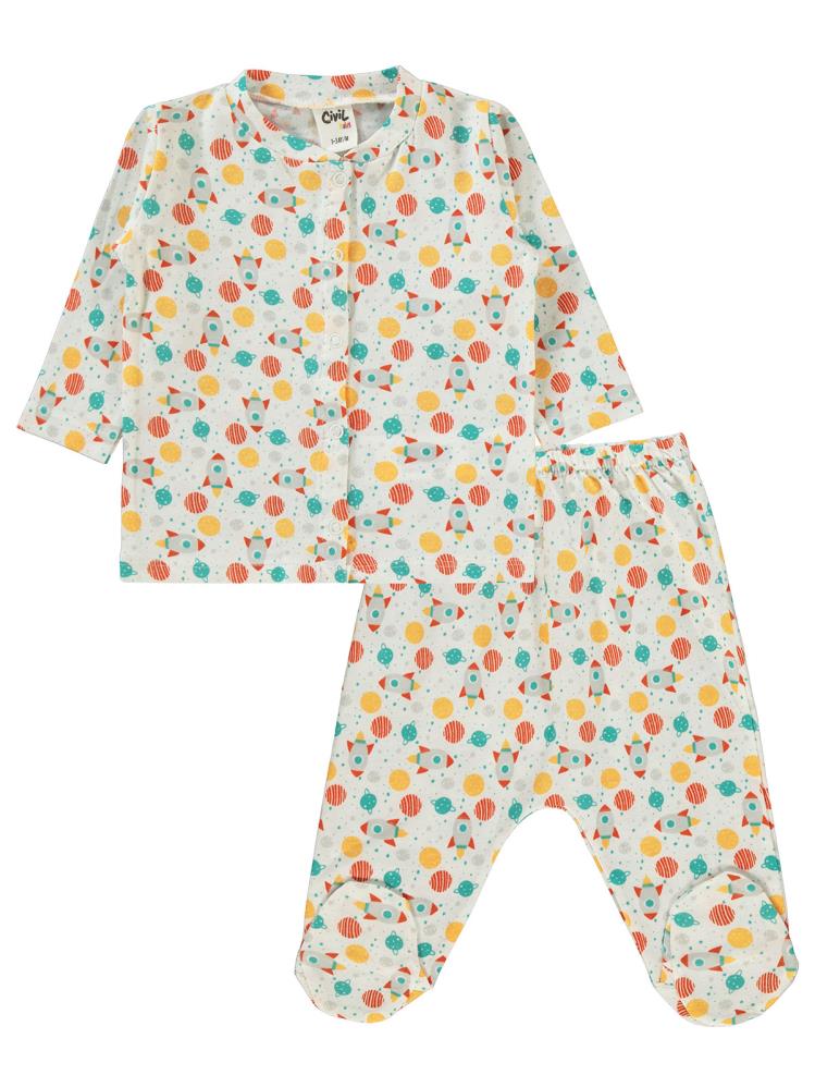 Civil Baby Uzay Araçları 1-6 Ay Pijama Takımı - Ekru