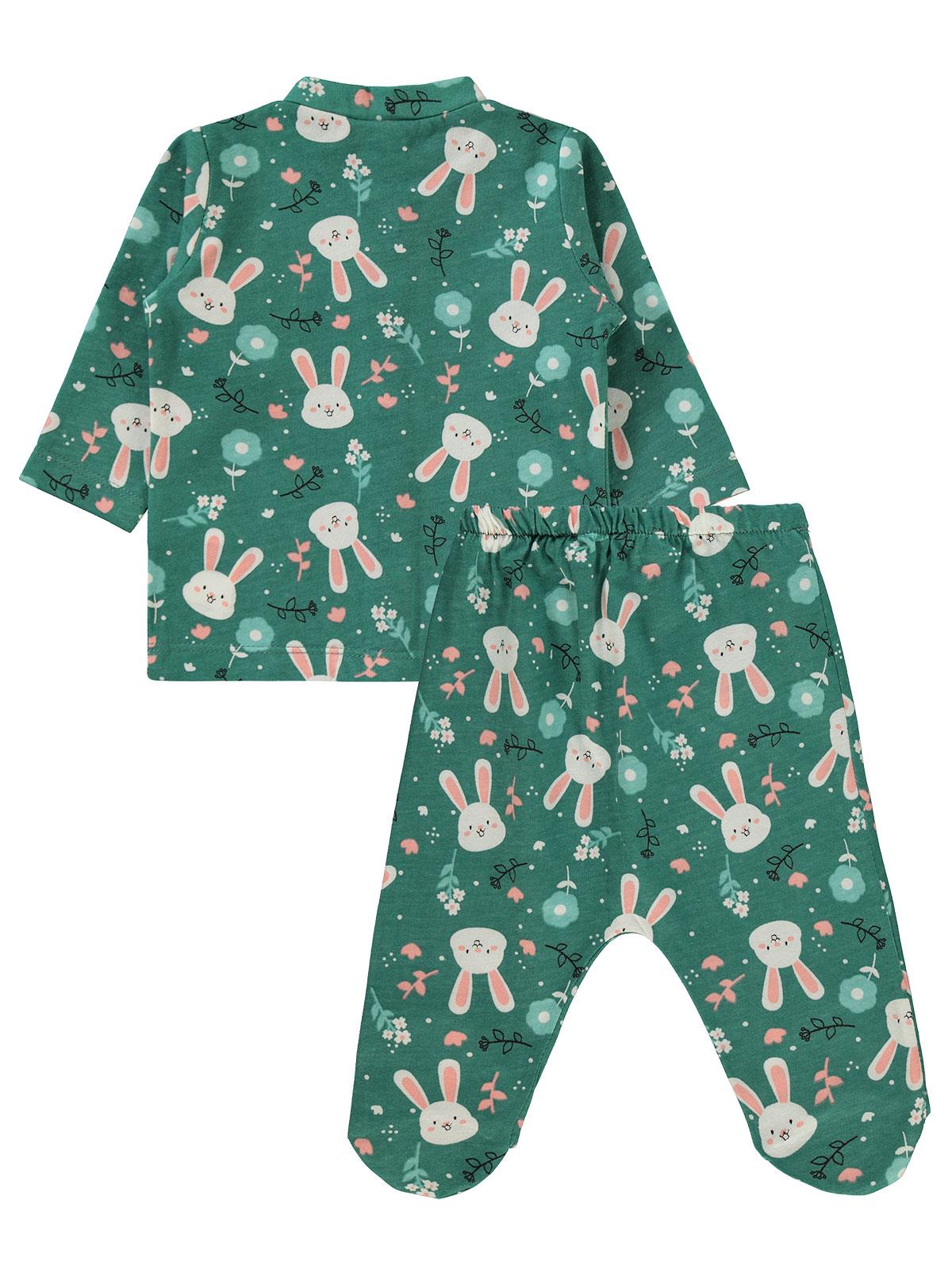 Civil Baby Tavşan Baskılı 1-6 Ay Pijama Takımı - Haki