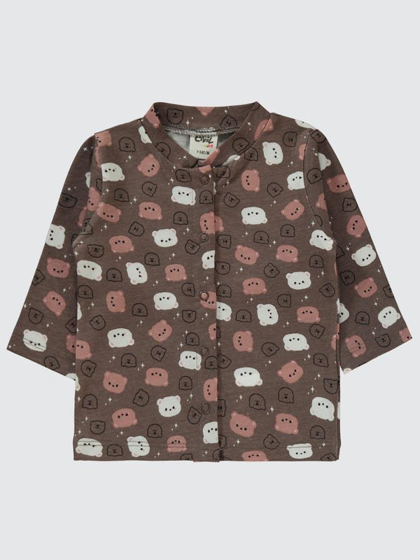 Civil Baby Ayıcık Baskılı 1-6 Ay Pijama Takımı - Kahverengi