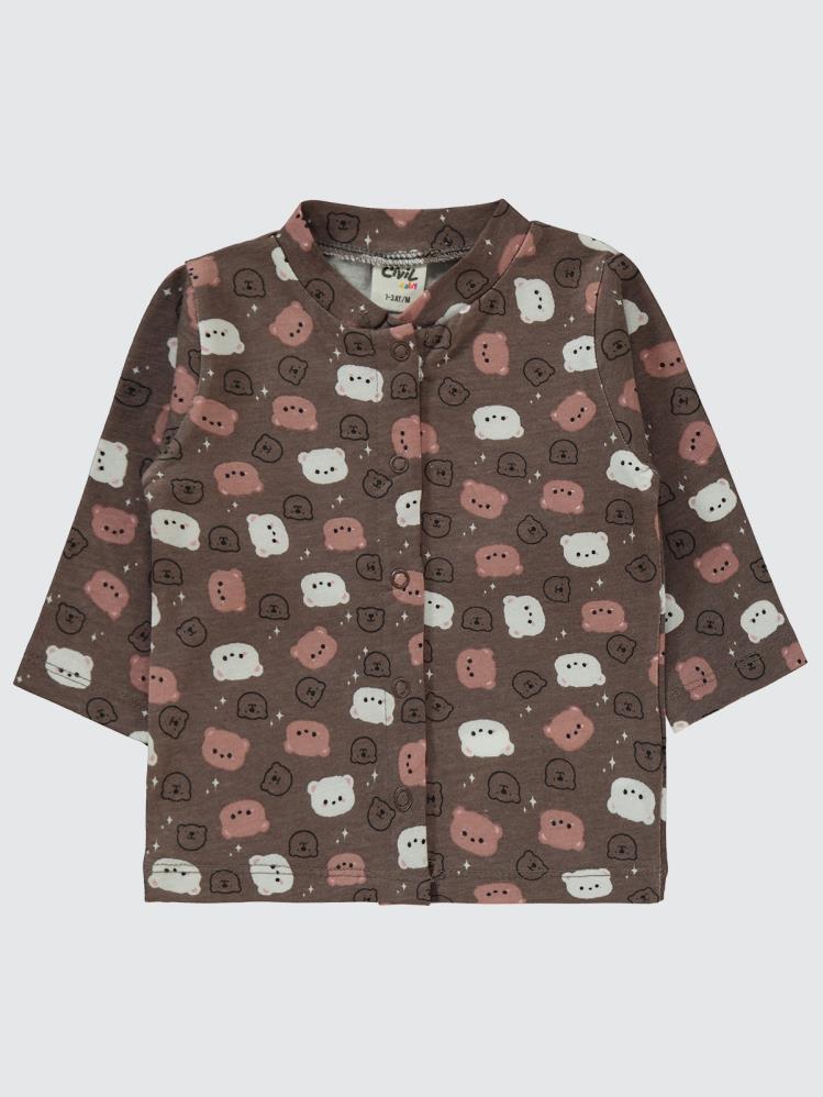 Civil Baby Ayıcık Baskılı 1-6 Ay Pijama Takımı - Kahverengi
