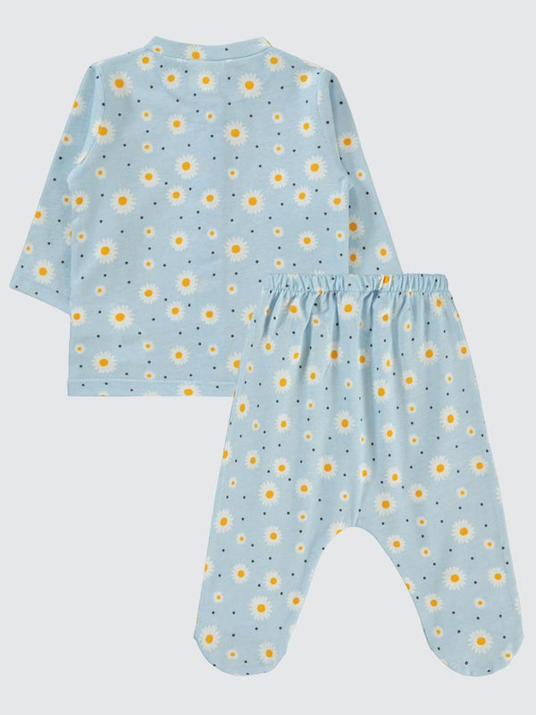 Civil Baby Papatya Baskılı 1-6 Ay Pijama Takımı - Yeşil