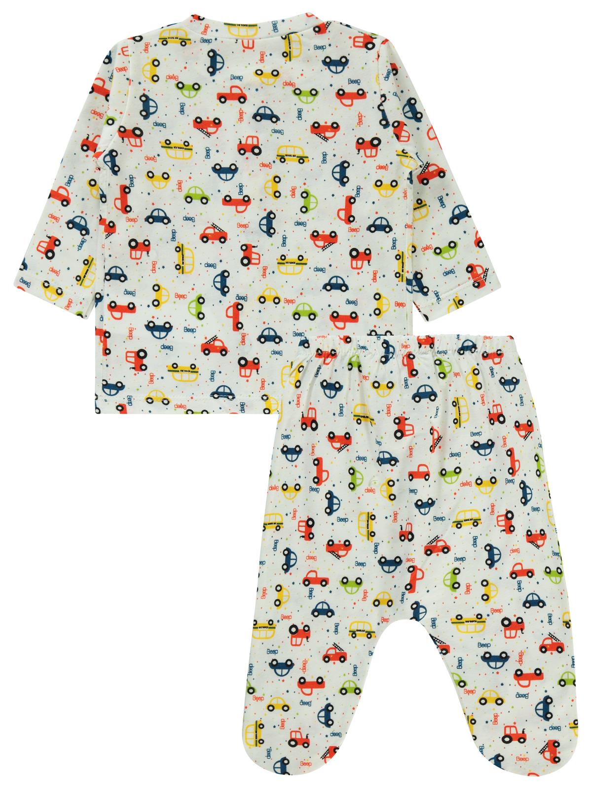 Civil Baby Araba Baskılı 1-6 Ay Pijama Takımı - Ekru