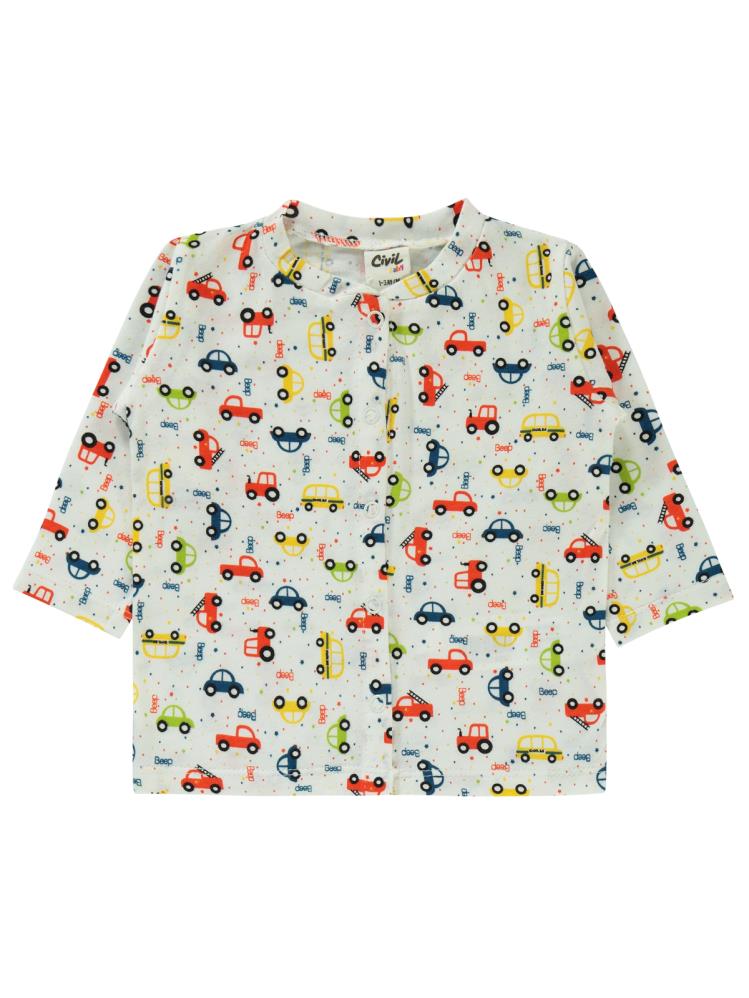 Civil Baby Araba Baskılı 1-6 Ay Pijama Takımı - Ekru