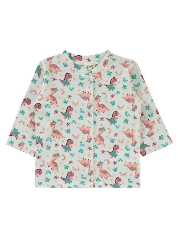 Civil Baby Dinazor Baskılı 1-6 Ay Pijama Takımı - Ekru