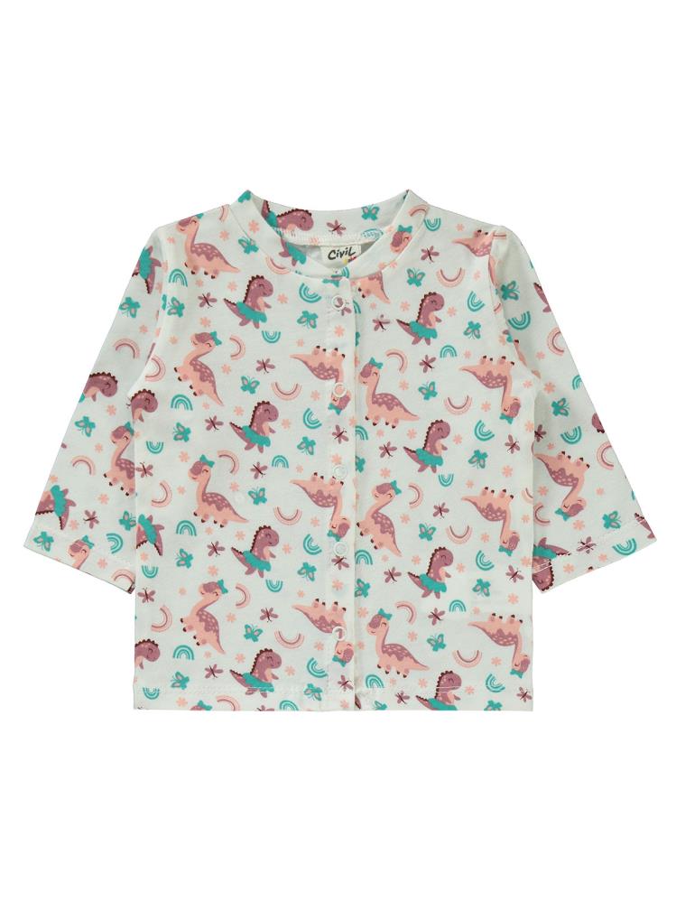 Civil Baby Dinazor Baskılı 1-6 Ay Pijama Takımı - Ekru