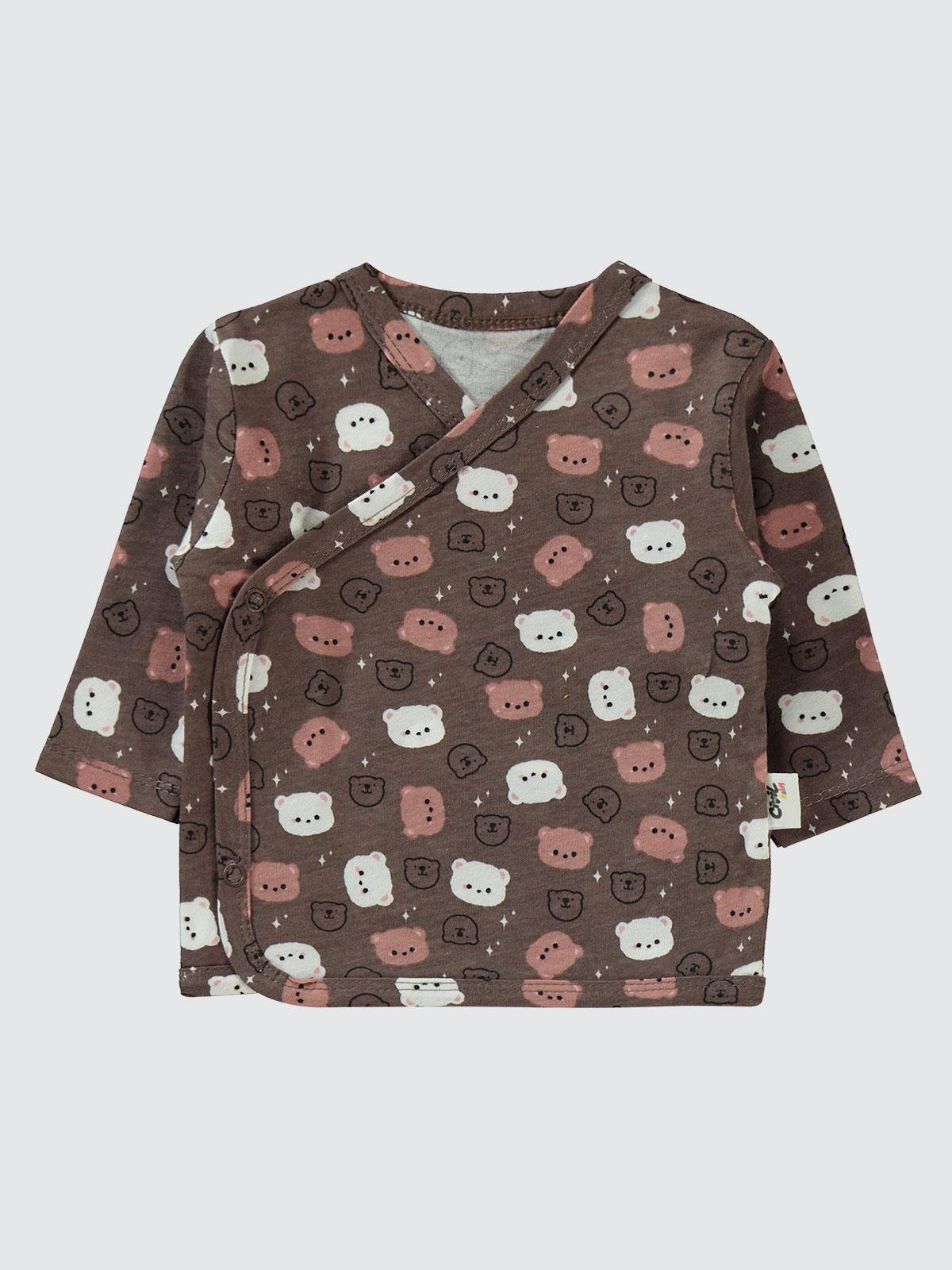 Civil Baby Ayıcık Baskılı 0-1 Ay Zıbın Takımları - Kahverengi