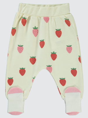Civil Baby Çilek Baskılı 1-6 Ay Tek Alt Bebe - Ekru