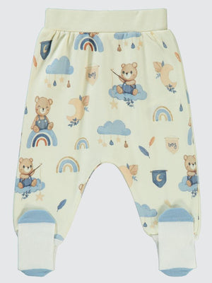Civil Baby Ayıcık Baskılı 1-6 Ay Tek Alt Bebe - Ekru