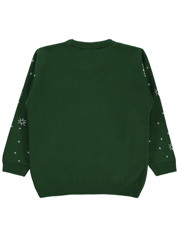 Civil Boys Şapkalı Ayı Desenli 2-5 Yaş Kazak - Yeşil