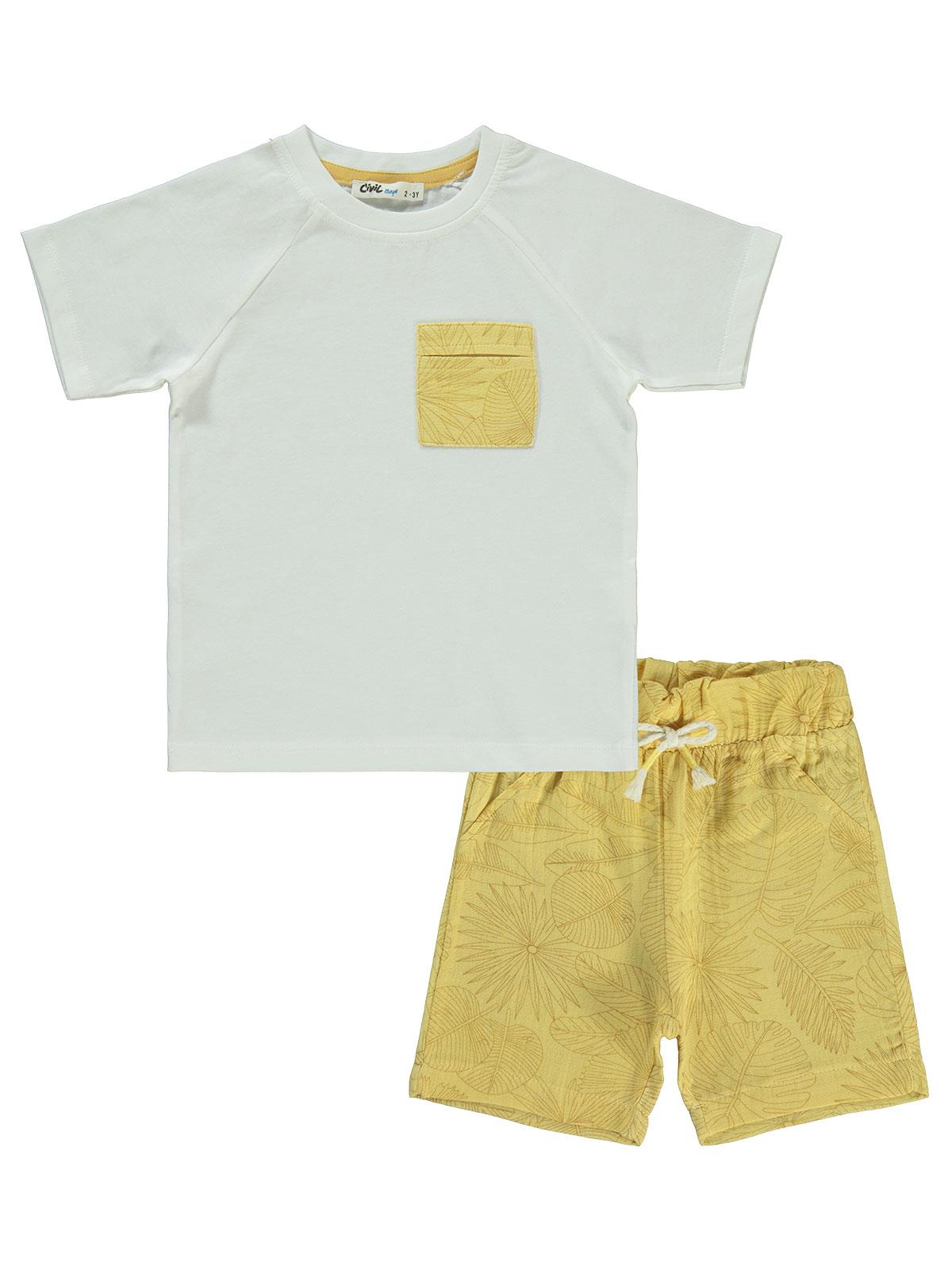 Civil Boys Yaprak Baskılı 2-5 Yaş Takım - Hardal