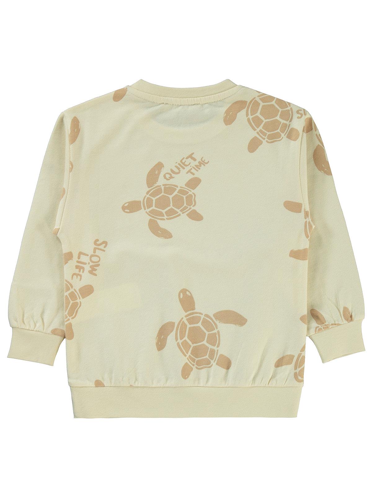 Civil Boys Kaplumbağa Baskılı 2-5 Yaş Sweatshirt - Fil Dişi