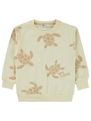 Civil Boys Kaplumbağa Baskılı 2-5 Yaş Sweatshirt - Fil Dişi