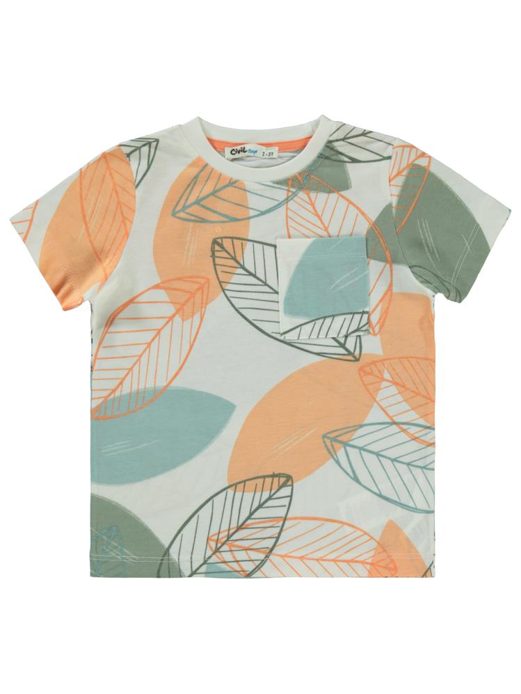 Civil Boys Yaprak Baskılı 2-5 Yaş Tişört - Kırmızı