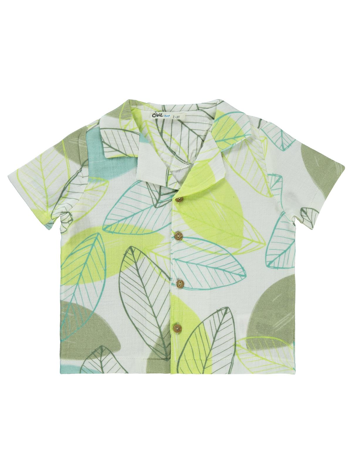 Civil Boys Yaprak Baskılı 2-5 Yaş Gömlek - Yeşil