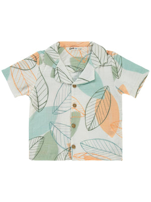 Civil Boys Yaprak Baskılı 2-5 Yaş Gömlek - Kırmızı