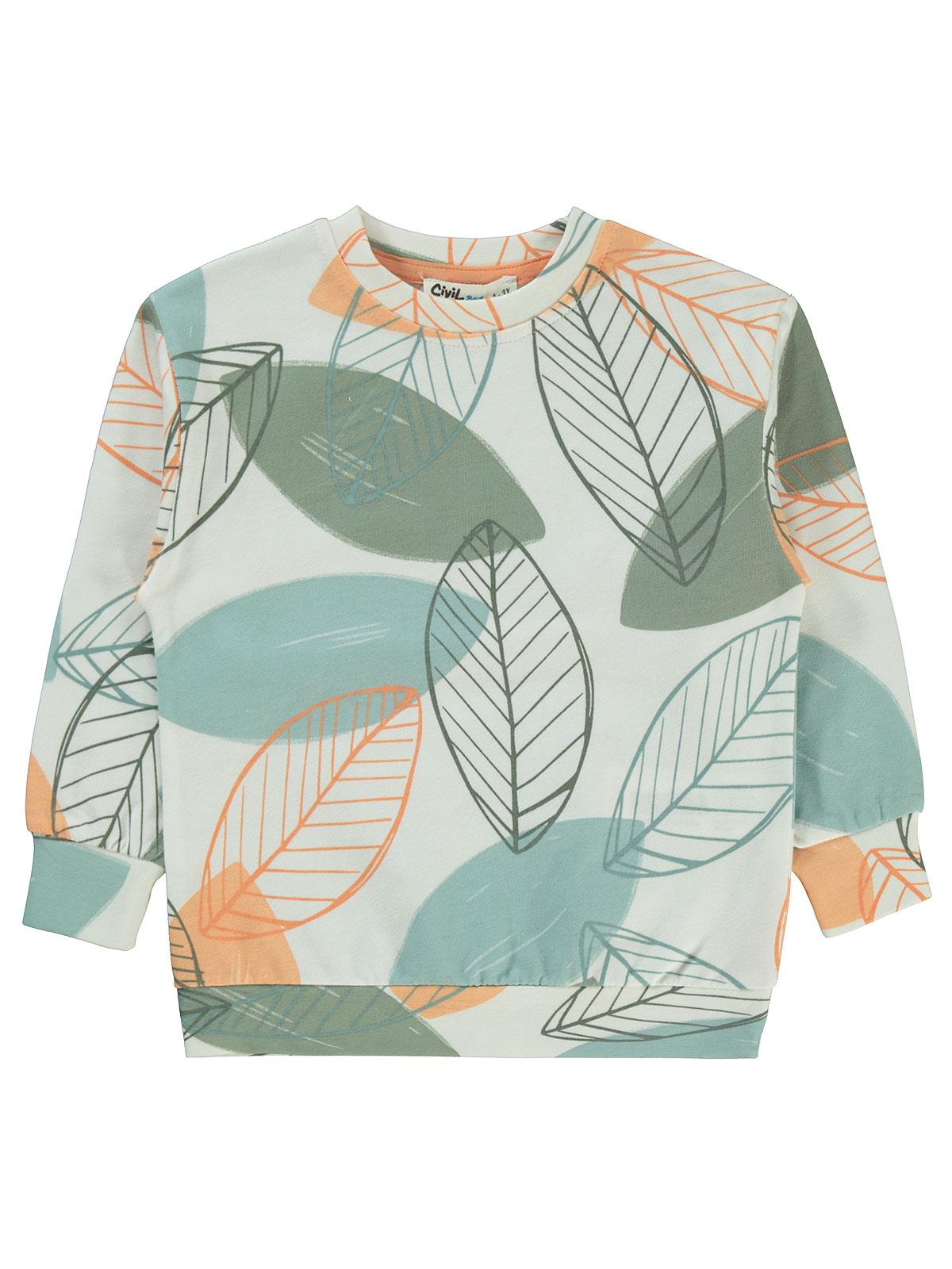 Civil Boys Yaprak Baskılı 2-5 Yaş Sweatshirt - Kırmızı