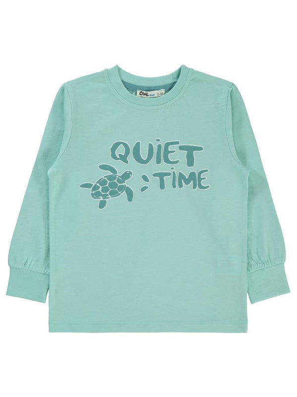 Civil Boys Kaplumbağa Baskılı 2-5 Yaş Sweatshirt - Mavi