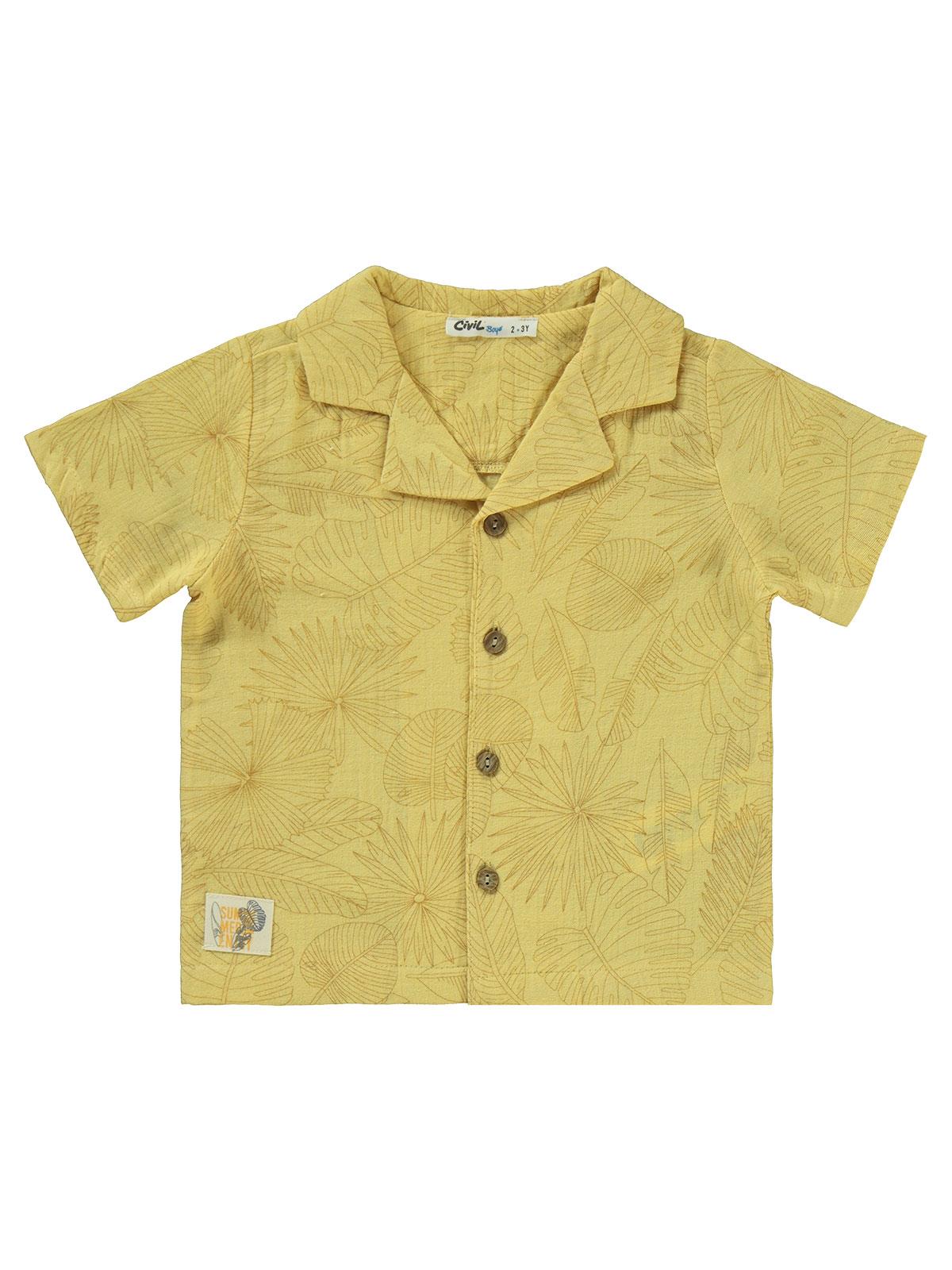 Civil Boys Yaprak Baskılı Gömlekli 2-5 Yaş Takım - Hardal
