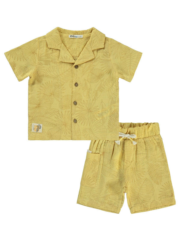 Civil Boys Yaprak Baskılı Gömlekli 2-5 Yaş Takım - Hardal