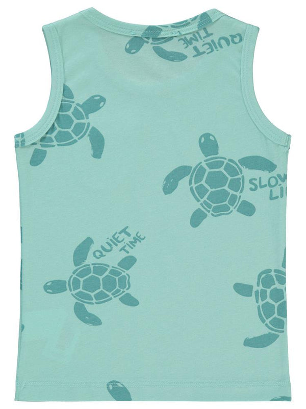 Civil Boys Kaplumbağa Baskılı Sıfır Kol 2-5 Yaş Tişört - Mavi