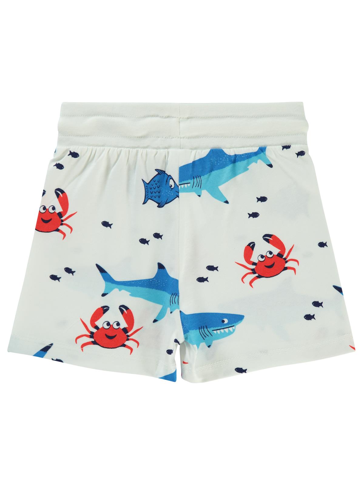 Civil Boys Yengeç ve Balıklar Emprimeli 2-5 Yaş Şort - Ekru