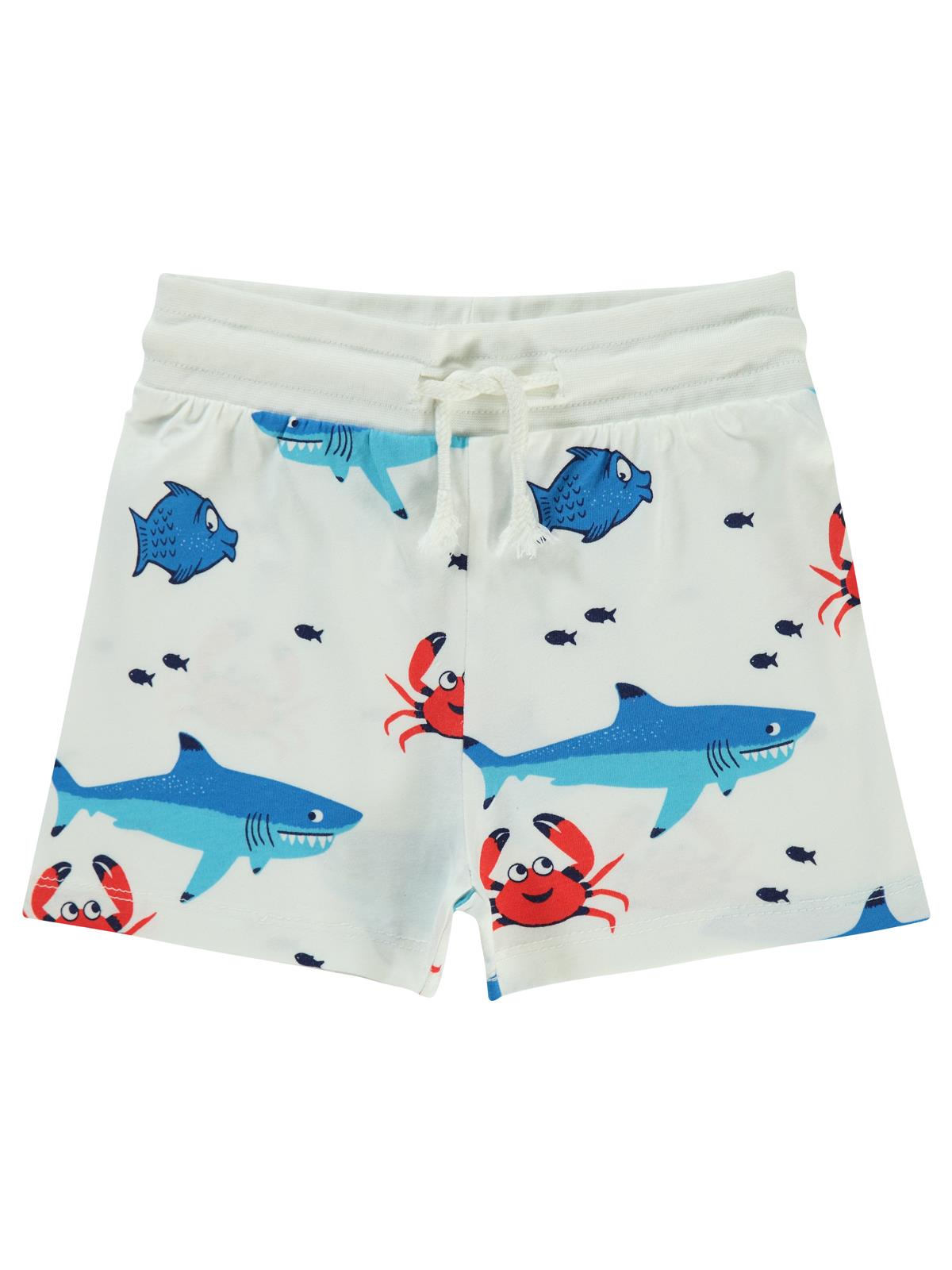 Civil Boys Yengeç ve Balıklar Emprimeli 2-5 Yaş Şort - Ekru