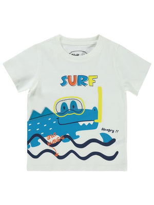 Civil Boys Surf Baskılı 2-5 Yaş Tişört - Ekru
