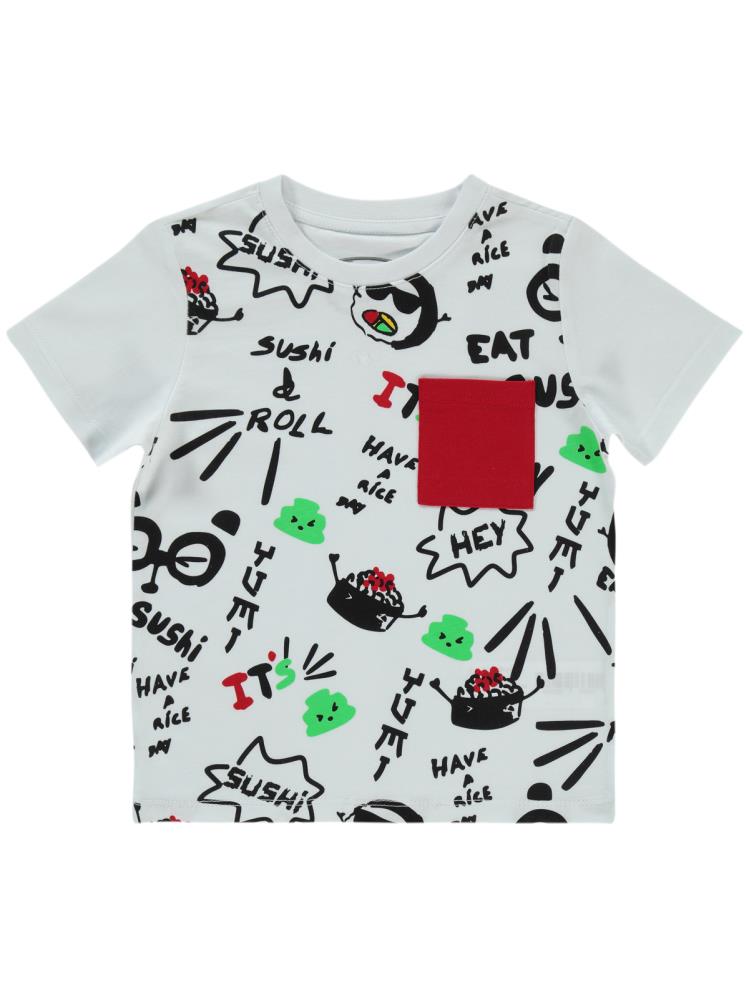 Civil Boys Sushı Baskılı 2-5 Yaş Tişört - Beyaz