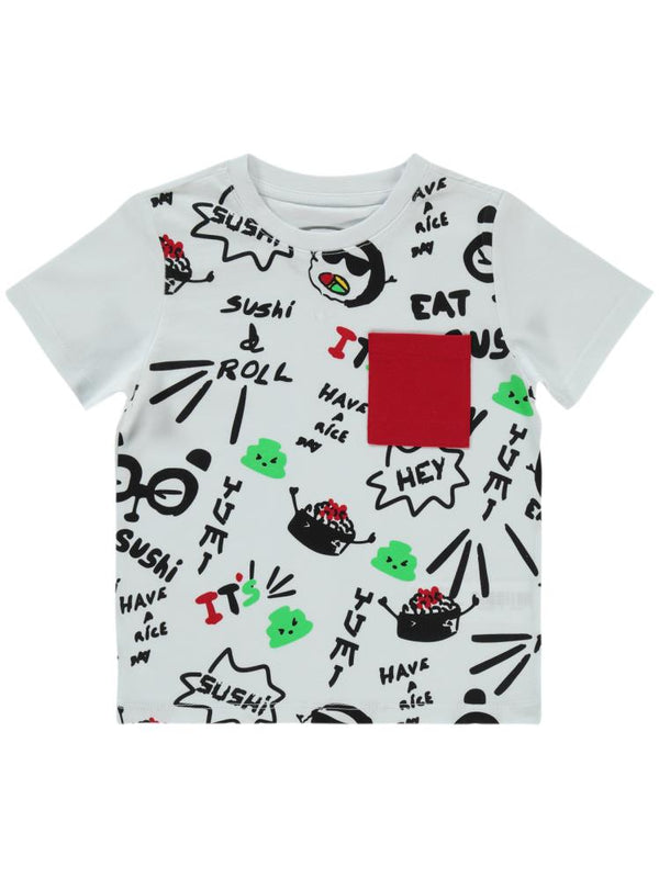 Civil Boys Sushı Baskılı 2-5 Yaş Tişört - Beyaz