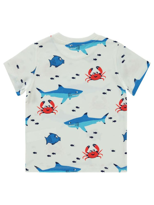 Civil Boys Yengeç ve Balıklar Emprimeli 2-5 Yaş Tişört - Ekru
