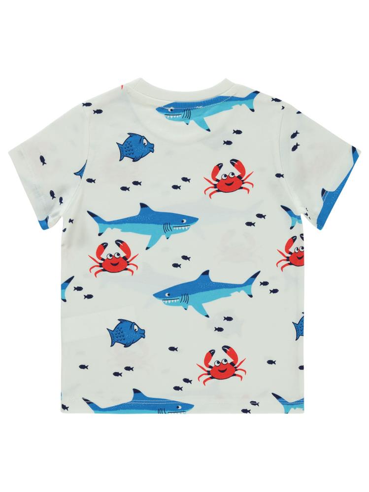 Civil Boys Yengeç ve Balıklar Emprimeli 2-5 Yaş Tişört - Ekru